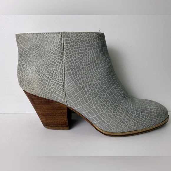 Rachel Comey Gray Croc-Embossed Ankle Boots 10 9.5 - Picture 6 of 11